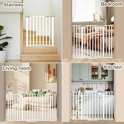 Extra Wide Baby Gate Fits 30-63 Inch Wide Opening, Toddler Pet Gate for Stairs Doorways Hallways Indoor, Walk Thru Large Long Dog Gates Pressure Mounted Black