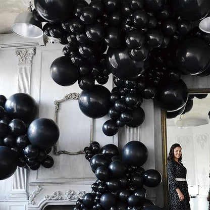 130pcs Black Balloons Different Sizes 18" 12" 10" 5" Party Latex Balloons for Birthday Graduation Baby Shower Anniversary New Year Holiday Party Decorations