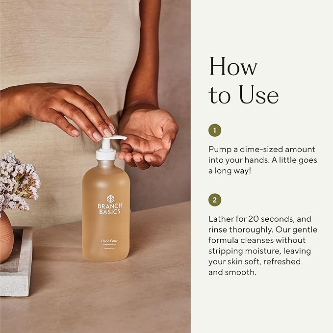 Branch Basics Gel Hand Soap – 16oz Bottle | Plant & Mineral-Based Formula with Aloe, Chamomile & Meadowfoam Oil | Nourishing, Fragrance-Free & Gentle on Sensitive Skin