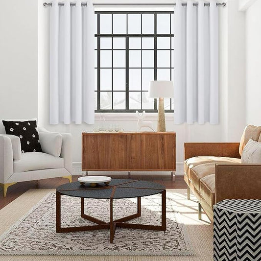 DWCN Wide Curtains for Living Room, 60W Inch Greyish White Curtain for Bedroom, Room Darkening Thermal Light Blocking Drapes - W60 x L63 Inches Long, 2 Panels