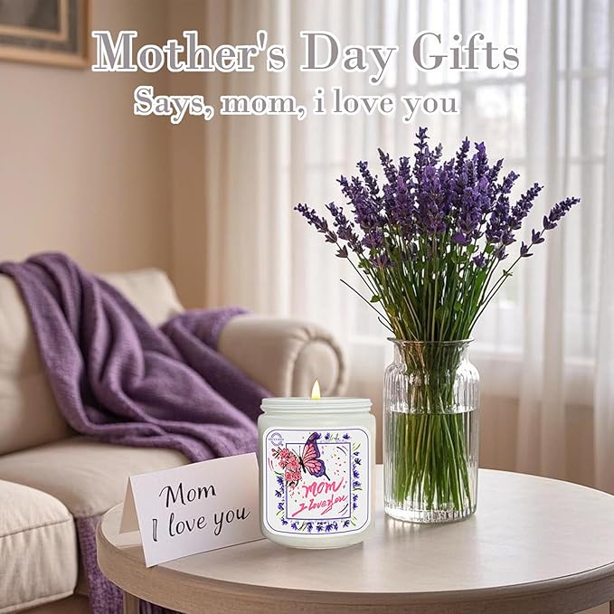 Christmas Gifts for Mom, Lavender Eucalyptus Scented Candles for Home Scented, Soy Wax Aromatherapy Candle, Non Toxic, 50 Hour Long Burning, Birthday Thanksgiving Gift for Mom Mother