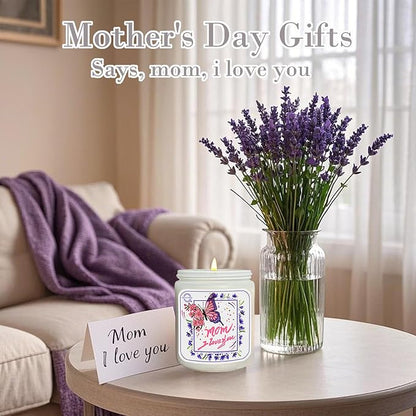 Christmas Gifts for Mom, Lavender Eucalyptus Scented Candles for Home Scented, Soy Wax Aromatherapy Candle, Non Toxic, 50 Hour Long Burning, Birthday Thanksgiving Gift for Mom Mother