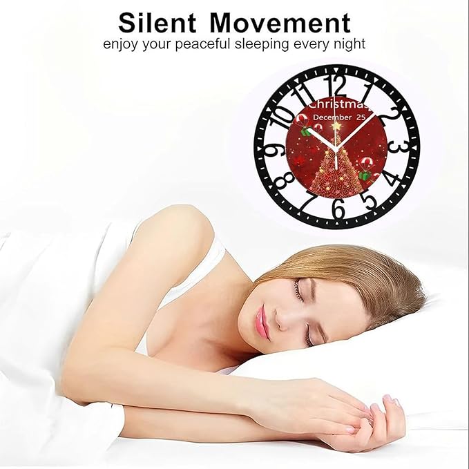 Wall Clock 10 Inch Silent Non-Ticking Modern Clocks Battery Operated - Analog Small Classic for Office, Home, Living Room,Bathroom, Kitchen, Bedroom, School,Snowman Clock