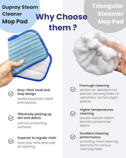 Steam Cleaner Accessories Compatible with Dupray Steam Cleaner, Triangle Microfiber Bonnet for Neat Steam Cleaner & Microfiber Pads, 6+6 Reusable Steamer Cloth Cover Cleaning Steam Mop Pad