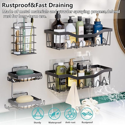 28PC Bathroom Set - Gorgeous Black Bathroom Set, Bathroom Accessory Set, Black Shower Curtain Set with Shower Caddy