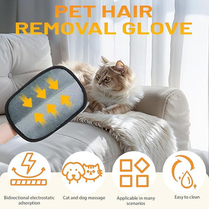 Five-Finger Electrostatic Pet Hair Remover Glove, Reusable Washable Magic Brush Pet Hair Remover Tool for Laundry, Couch, Carpet, Car Seat (1pcs)
