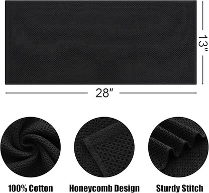Kitinjoy 100% Cotton Waffle Weave Kitchen Towels, 8-Pack Super Soft and Absorbent Dish Towels for Drying Dishes, Kitchen Hand Towels, 13 in x 28 in, Black