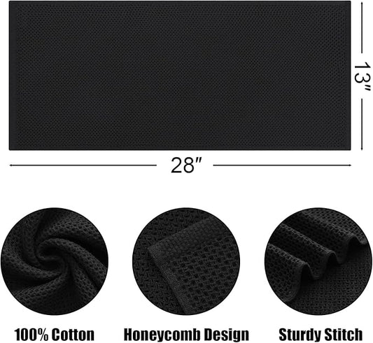 Kitinjoy 100% Cotton Waffle Weave Kitchen Towels, 8-Pack Super Soft and Absorbent Dish Towels for Drying Dishes, Kitchen Hand Towels, 13 in x 28 in, Black
