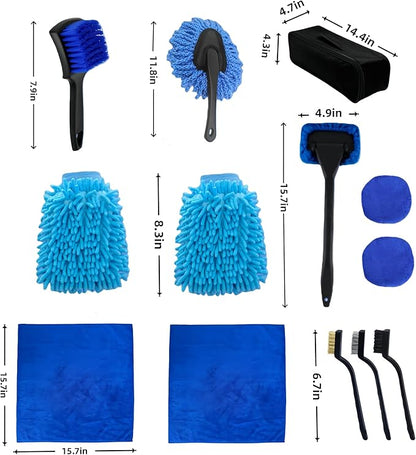 13PCS car Cleaning kit,Include car Cleaning Brush,Gloves,car Window Cleaning Brush, Cleaning Cloth and Storage Bag - car Cleaning Product Set, Suitable for Cars, Trucks