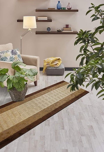 ORFA HOME Custom Cut Hallway Runner Rug, Slip Resistant, 31 Inch Wide X Your Choice of Length, Leaves Brown, 31 Inch X 17 feet