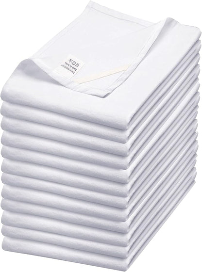 WHITEWRAP Flour Sack Towels| Tea Towel for Crafts| Kitchen Dish Cotton Blank Towel for Embroidery|Baking Bread Proofing Linen Cover| Thick Absorbent Quick Dry| 12 Pack 15"x25" White