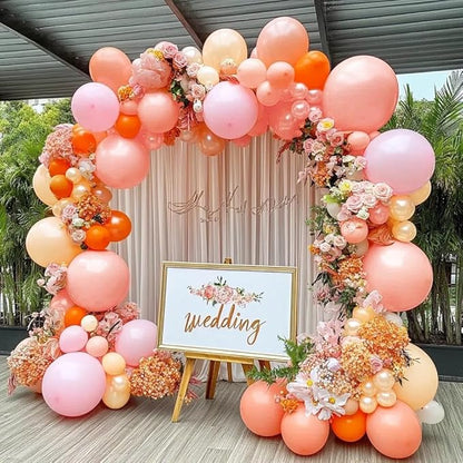 Pink Orange Balloons Double Stuffed Pearl Balloon Arch Latex Rose Light Pink Nude Balloon Garland for Birthday Baby Shower Wedding Bridal Shower Fall Party Home Decoration