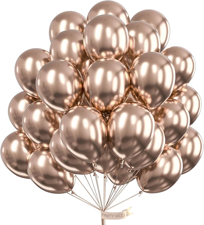 PartyWoo, 50 pcs Champagne Gold Metallic Balloons, 12 Inch, Non-Toxic, Event Planners, Party Hosts, Birthday, Wedding Decorations
