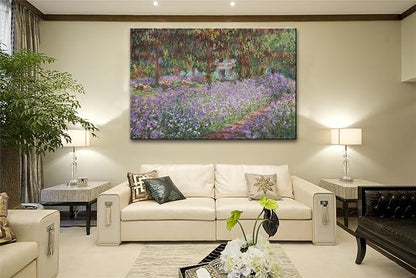 OKEXCKK Irises in Monet's Garden, 1900 by Claude Monet - Canvas Art Wall Decor Painting Artwork Print -32" x 48"