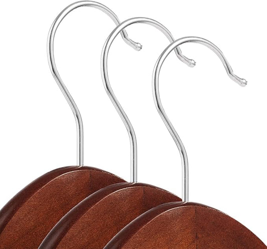 Casafield - 20 Walnut Wooden Suit Hangers - Premium Lotus Wood with Notches & Chrome Swivel Hook for Dress Clothes, Coats, Jackets, Pants, Shirts, Skirts