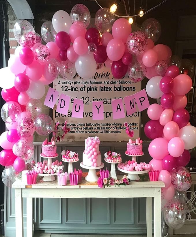 300 Pcs Pink Balloons 12 Inch Different Shades of Pink Party Balloon Set, Suitable for Wedding, Graduation, Birthday Party Various Event Decorations