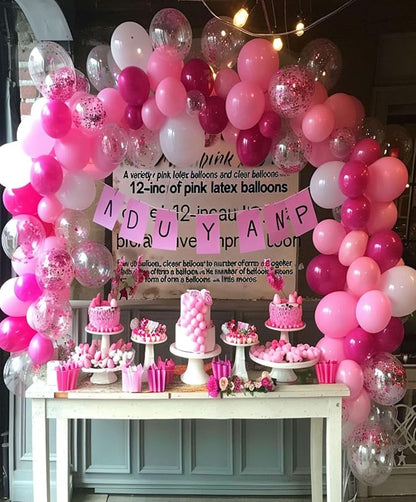 300 Pcs Pink Balloons 12 Inch Different Shades of Pink Party Balloon Set, Suitable for Wedding, Graduation, Birthday Party Various Event Decorations