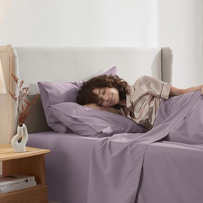 Nestl Twin Sheet Set - 1800 Ultra-Soft Microfiber Twin Bed Sheets - Double Brushed - Deep Pockets - Easy Fit - Extra Soft - 3 Piece Set - Bedding Sheets & Pillowcases (Twin, Dusty Purple)