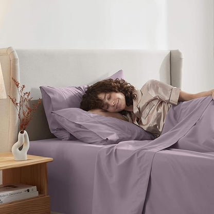 Nestl Twin Sheet Set - 1800 Ultra-Soft Microfiber Twin Bed Sheets - Double Brushed - Deep Pockets - Easy Fit - Extra Soft - 3 Piece Set - Bedding Sheets & Pillowcases (Twin, Dusty Purple)