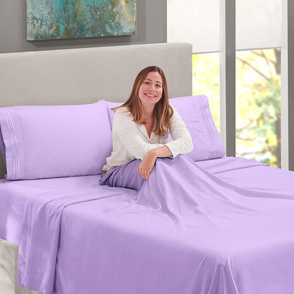 Nestl Full Sheet Set - Luxury 1800 Ultra-Soft Microfiber Full Bed Sheets - Double Brushed - Deep Pockets - Easy Fit - 4 Piece Set - Bedding Sheets & Pillowcases (Full, Lavender)