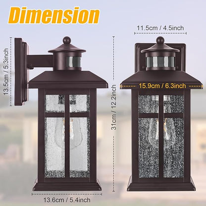 2 Packs Motion Sensor Outdoor Lights- Outdoor Porch Lights Light Fixtures Motion Sensor Bronze, Porch Lights Outdoor Bronze, Exterior Lights for House, Garage, Door