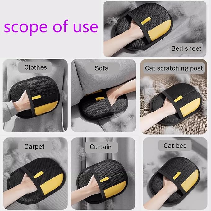 Electrostatic Pet Hair Removal Glove, Static Removal Gloves for Dogs Cats Hair, Reusable Double Sided Electrostatic Pet Hair Remover for Couch, Furniture, Carpet, Car Seat