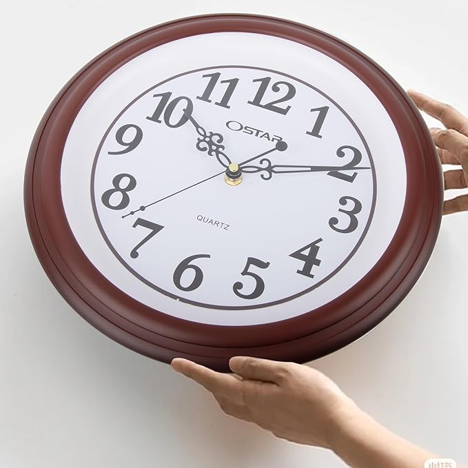 OSTAR Silent Rustic Wall Clock, Battery Operated, Vintage 12 Inch Round Clock, Living Room Bedroom Kitchen Wall Decor