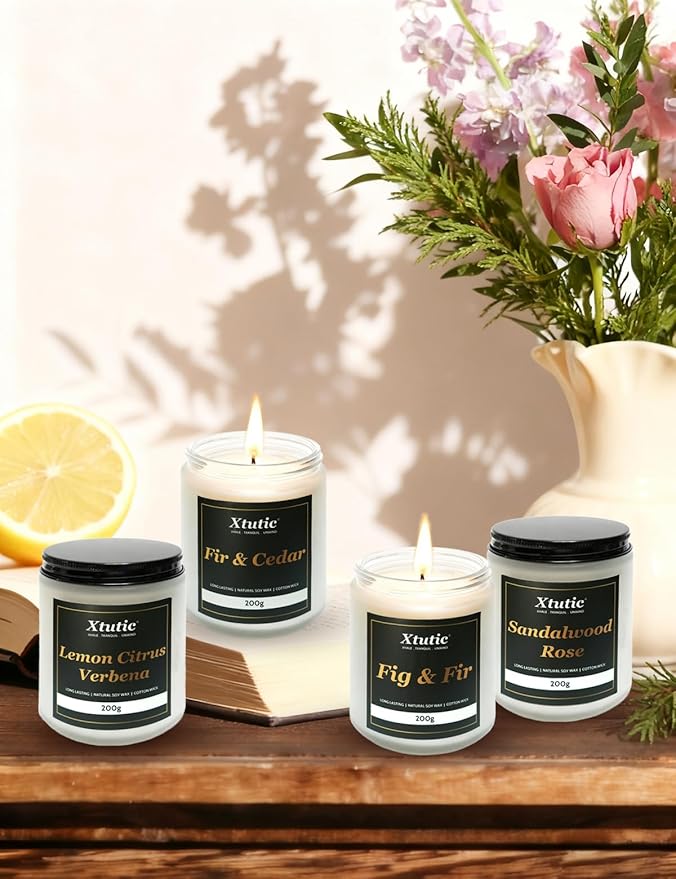 Scented Soy Candles Sets, 7oz in White Frosted Jar - 200-Hour Burn Time, Aromatherapy Candle for Home Decor, Cozy Gifts for Any Occasion,Ideal Gifts for Women
