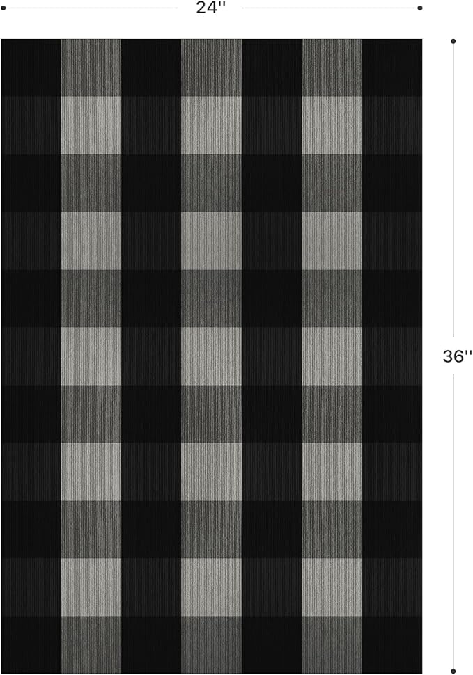 GENIMO Checkered Rug 2x3 Ft Black and White Outdoor Rug Buffalo Plaid Rugs Mat Fall Doormats Washable Rug for Front Porch Decor Indoor Entrance Patio Balcony Entryway