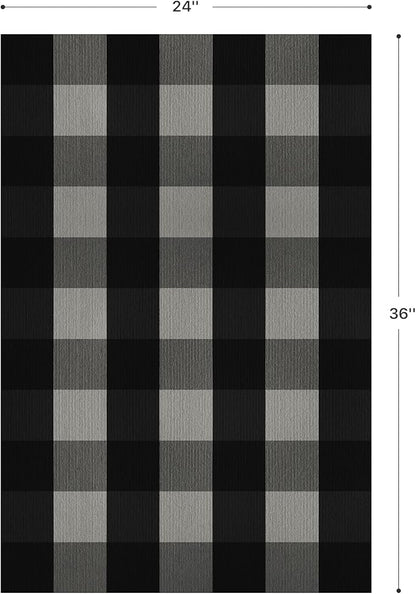 GENIMO Checkered Rug 2x3 Ft Black and White Outdoor Rug Buffalo Plaid Rugs Mat Fall Doormats Washable Rug for Front Porch Decor Indoor Entrance Patio Balcony Entryway