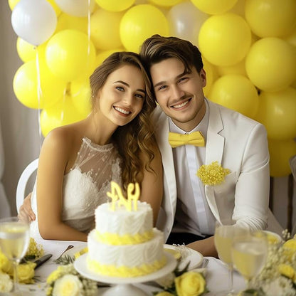 130PCS Yellow Balloons - Latex Helium Balloons with Ribbon, Assorted Sizes 18/12/10/5 Inch - Perfect for Birthday, Wedding, Graduation and More