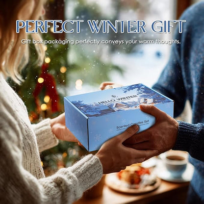 Winter Candle Set, 6 Pack Soy Candles for Home, Holiday Vanlentine's Day Gifts for Women Men, Winter Scents of Gingerbread/Apple Cinnamon/Coffee Latte/Pine Cedarwood/Amber Wood/Cashmere Sweater