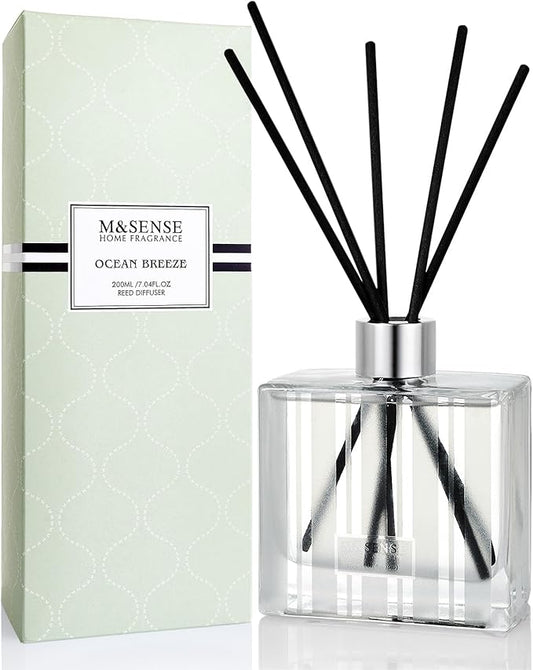 M&SENSE Reed Diffuser Set - 7.04 oz Coconut & Pineapple Scent Diffusers for Home, Oil Fragrance with Sticks, Shelf Air Freshener for Bedroom Bathroom Office