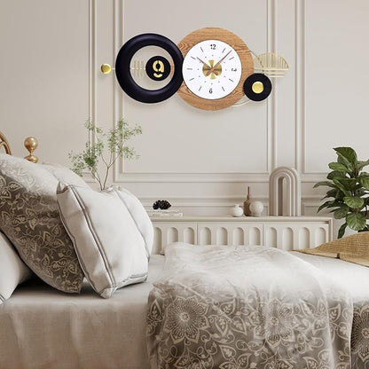 38x17 Inches Wall Clock Battery Operated Silent Non-Ticking, Modern Large Decorative Analog Clocks for Living Room, Bedroom, Apartment - Abstract Art Home & Office Decor, Easy to Read