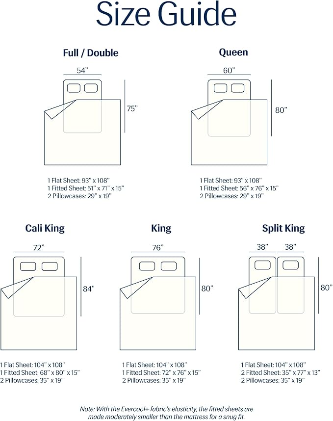 REST® Evercool®+ Cooling Sheet Set, Cali King, Arctic White, Breathable Bed Sheets for Hot Sleeper and Night Sweats, with Pillowcases, with Ionic+ Self-Cleaning Silver Yarn for Sensitive Skin, 4PCS