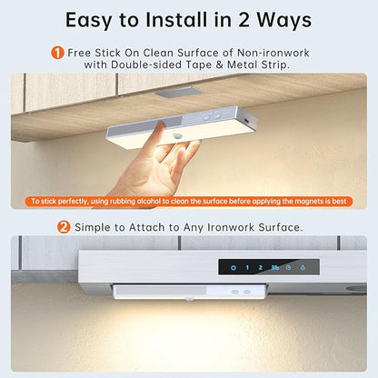 LED Closet Light with Charging Station, 6 Pcs 30LEDs Rechargeable Motion Sensor Under Cabinet Lighting, Stick-Anywhere Night Safe Light Bar for Wardrobe,Kitchen-Warm White