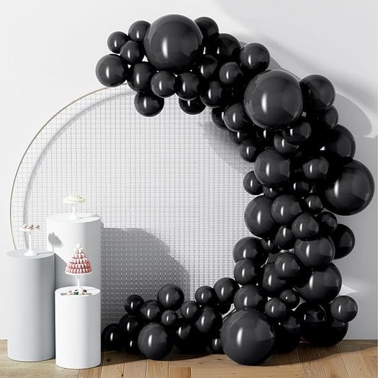 130PCS Black Balloons, Latex Balloons Different Sizes 18/12/10/5 Inch, Helium Balloons with Ribbon, Party Balloon Set for Birthday Wedding Graduation Anniversary Baby Shower Decorations.