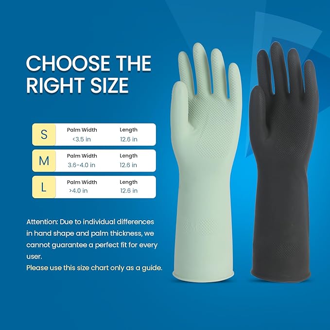Rubber Dishwashing Gloves for Kitchen 4 Pairs Cleaning Household Dish Washing Reusable & Waterproof Latex Glove(Large/with Hook)