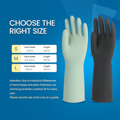 Rubber Dishwashing Gloves for Kitchen 4 Pairs Cleaning Household Dish Washing Reusable & Waterproof Latex Glove(Small/with Hook)