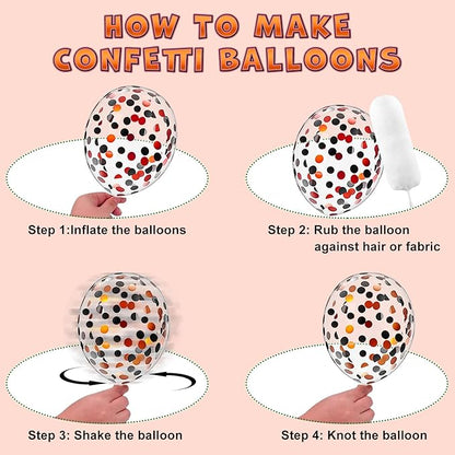 Orange and Black Balloons, 75PCS Halloween Balloons,12in and 5in Black Orange and White Balloon for Halloween Theme Party Graduation New Year Birthday Decorations