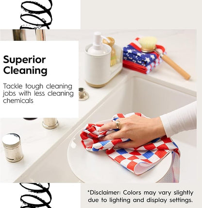 GEOMETRY Kitchen Towels - Quick Dry, Absorbent Microfiber Dish Towels for 4th of July, Memorial Day, Veterans Day, and Holiday Decor - Red, White, and Blue- Star Spangled