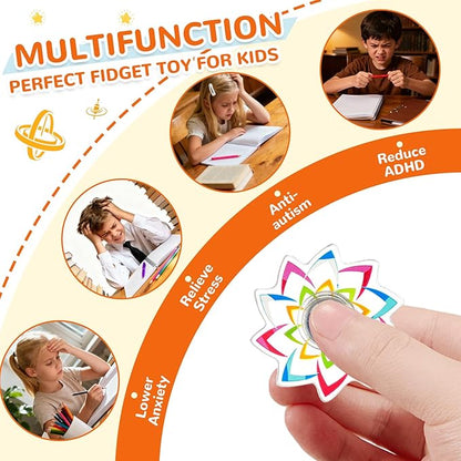 SCIONE 52 Pack Mini Fidget Spinner Toys,Mini Sensory Fidget Toys Bulk Kids with Autism,Rainbow Party Favors for Kids Birthday Party Favors,Goodie Bags Stuffers,Treasure Box Toy Classroom Prizes