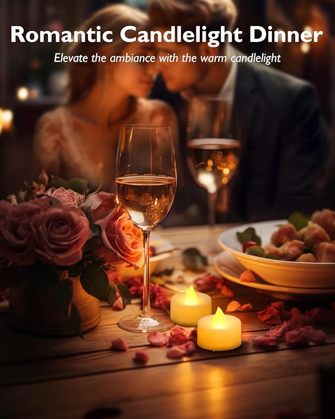 Homemory 12-Pack Flameless LED Tea Lights Candles Battery Operated, 200+Hour Fake Electric Candles TeaLights for Votive, Halloween, Ofrenda, Diya, Wedding Centerpiece Table Decor, Funeral, Christmas