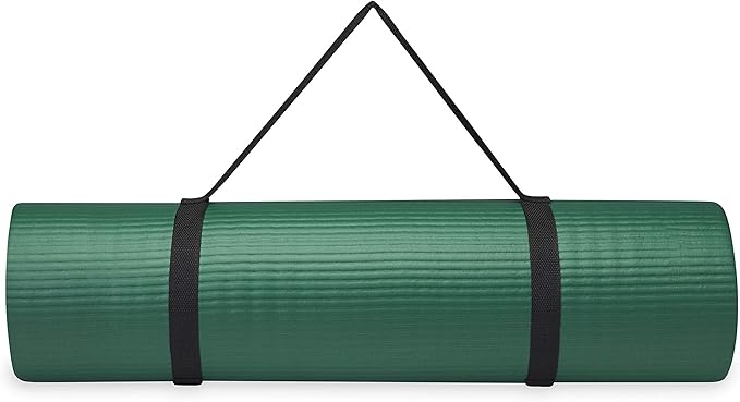 Gaiam Essentials 2/5" Thick (10mm) Yoga & Pilates, Fitness & Exercise Mat with Easy-Cinch Carrier Strap Cushion Support For Fitness and Gym Workouts