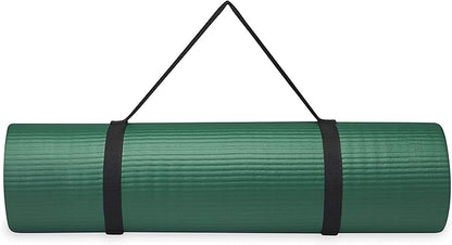 Gaiam Essentials 2/5" Thick (10mm) Yoga & Pilates, Fitness & Exercise Mat with Easy-Cinch Carrier Strap Cushion Support For Fitness and Gym Workouts