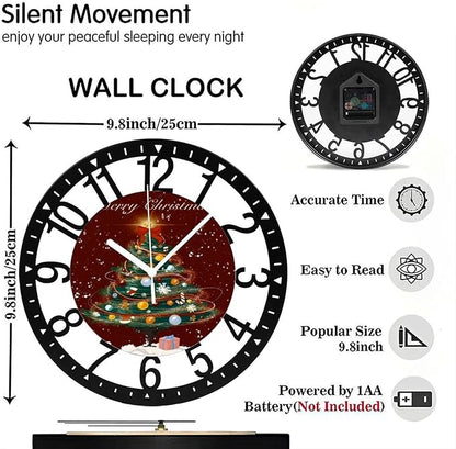 Wall Clock 10 Inch Silent Non-Ticking Modern Clocks Battery Operated - Analog Small Classic for Office, Home, Living Room,Bathroom, Kitchen, Bedroom, School,Snowman Clock