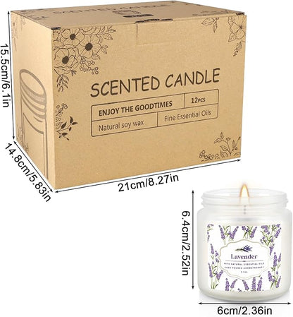 12 Pack Scented Candles with Added Natural Essential Oils, 3.05oz, Suitable for Various Festivals, Parties, Yoga, and Home Scene
