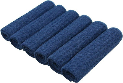 Microfiber Kitchen Cleaning Cloth Thick Dish Rags Waffle Weave Washcloths Dish Cloths Ultra Absorbent Odor Free 12inch X 12inch 6 Pack Navy Blue