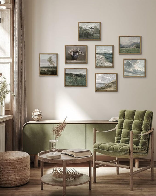 InSimSea Framed Canvas Wall Art Vintage Decor, Home Decor Danish Coastal Landscape in Stormy Weather Classical Paintings, Coastal Wall Art for Living Room Bedroom Office Decor, 8"x10"