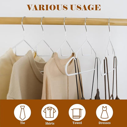Clothes Hangers 20Pack,Black Metal Hangers with Tie Bar,Non-Slip Heavy Duty Hanger with Shoulder Notches for Dress and Camisole,Space-Saving Shirt Hanger（White）